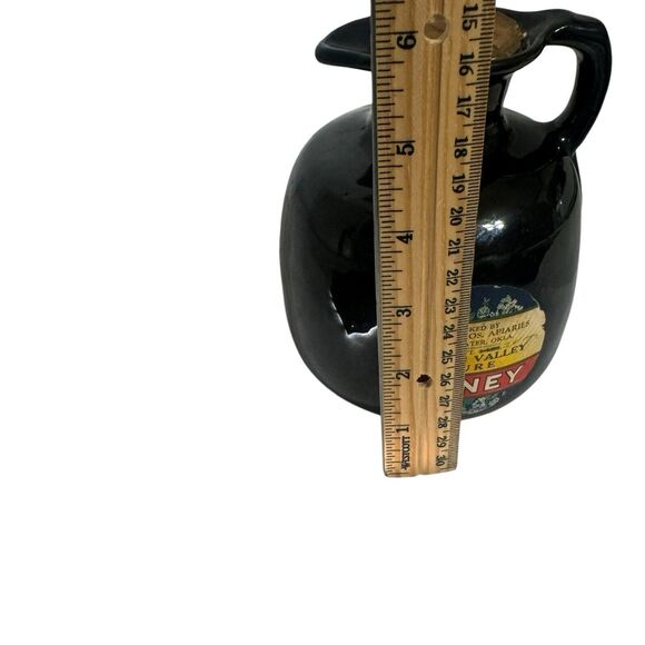 Frankoma Pottery Honey Jar Jug ~ #833 Black Pitcher Design~ W/ Original Sticker - Picture 10 of 10